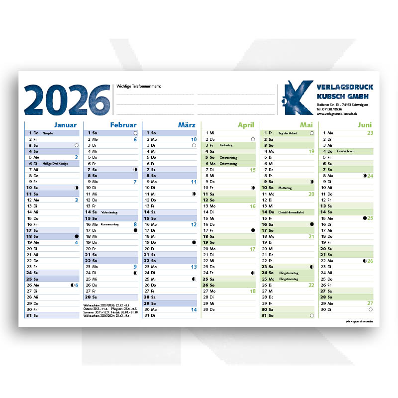 Wandkalender 2026 – DIN A4